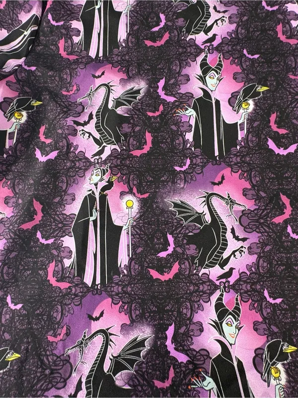 Disney Maleficent Scrubstar Scrub Top 3X Purple Dragon Halloween Villains Goth - Image 7