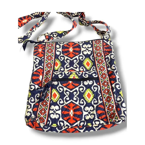Vera Bradley Original Zip Hipster Crossbody‎ Bag Sun Valley Quilted Navy Orange - Image 2