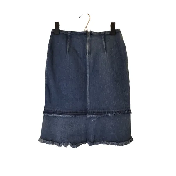 Orix's Dark Blue Fringe Detail Cotton Denim Jean Skirt Women Sz S - Image 2
