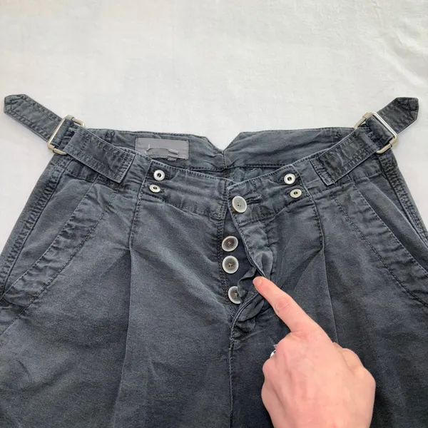 Anthropologie Slouched Trousers Gray Button Fly Pants Womens Size 26 Wide Leg - Image 7