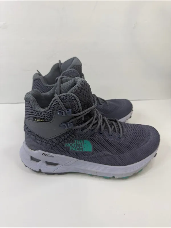 The North Face Women's Charcoal Gray Ankle Hiking Boots with Teal Logo - Image 3