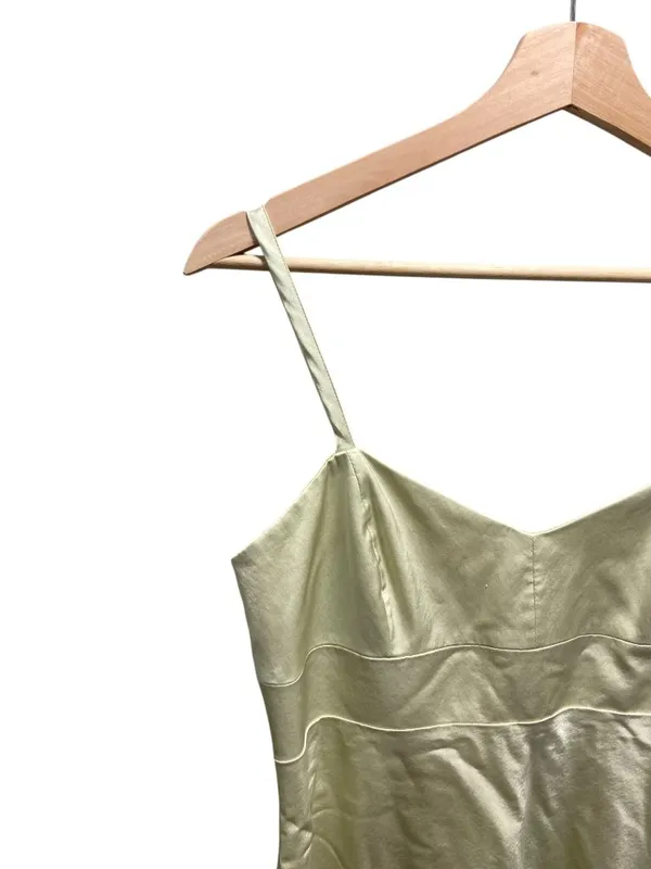 Banana Republic Y2K Satin Midi Dress Lime Size 4 Minimalist Special Occasion - Image 8