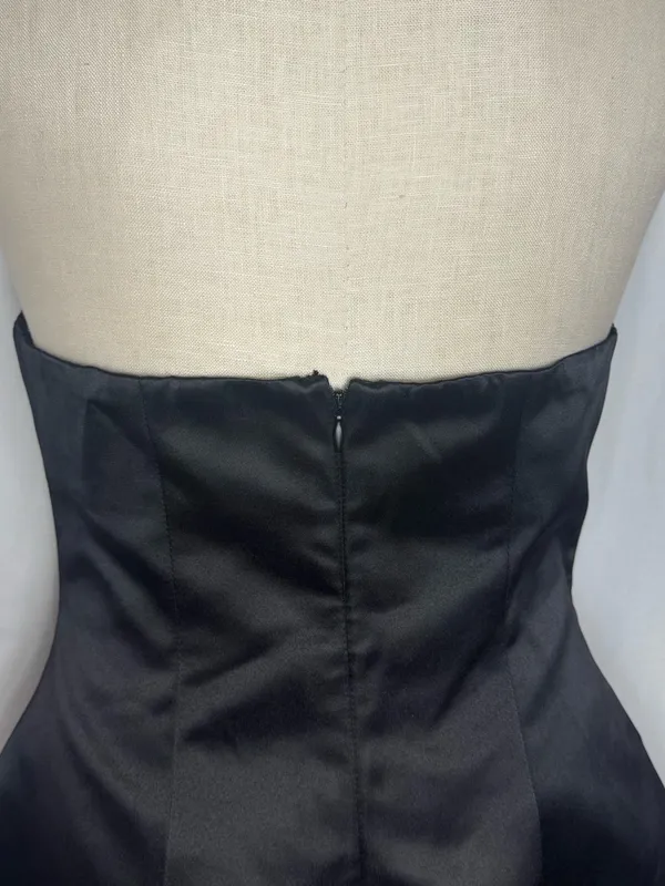 Commence Black Satin gothic Formal elegant Strapless Short Dress Minimalist M - Image 7