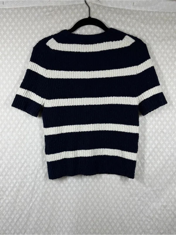 Madewell Black White Boucle Knit Crewneck Sweater - Image 6