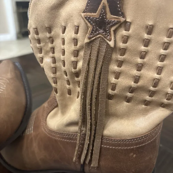 Laredo Women's Fringe Western Boot Snip Toe Brown Sz 8 Cowgirl Equestrian Rodeo - Image 9