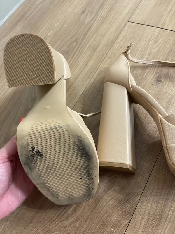 Nude Chunky Heels Tan Size 9 - Image 3