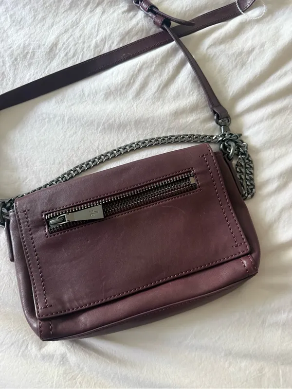 Frye Leather Crossbody Bag in Deep Burgundy maroon - Image 4