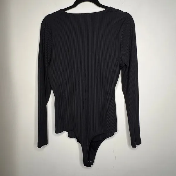 Abercrombie & Fitch Black Ribbed Long Sleeve Bodysuit Size XL - Image 4