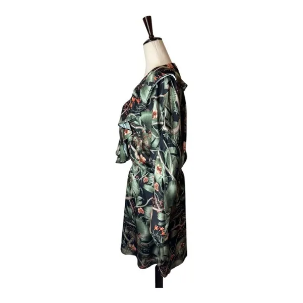 Johanna Ortiz‎ X H&M Dress Women Medium Green Tropical Floral Flounce Mini NWT - Image 9
