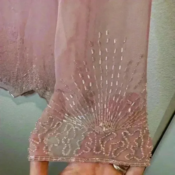 Vintage Jack Bryan Pink Sheer Beaded‎ Top Size M - Image 5