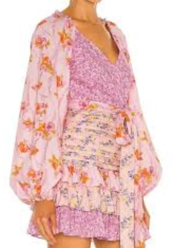 LoveShackFancy Rina Floral Ruffle Dress Size 2 Pink - Image 7