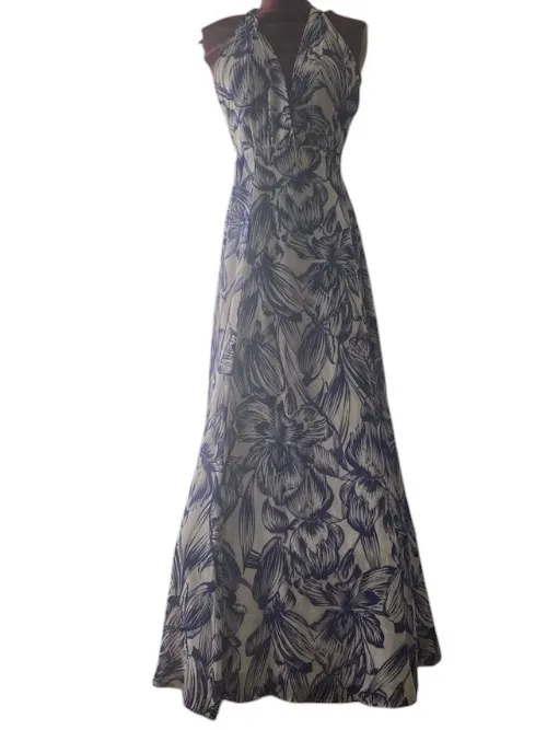 Olivaceous Halter Maxi Wrap backless Floral Spring Wedding Guest Dress Romantic - Image 5