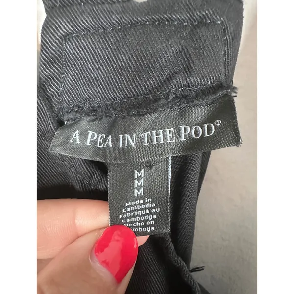 A Pea‎ in the Pod Maternity Shortalls overalls Women Size M Black Minimalist NEW - Image 4