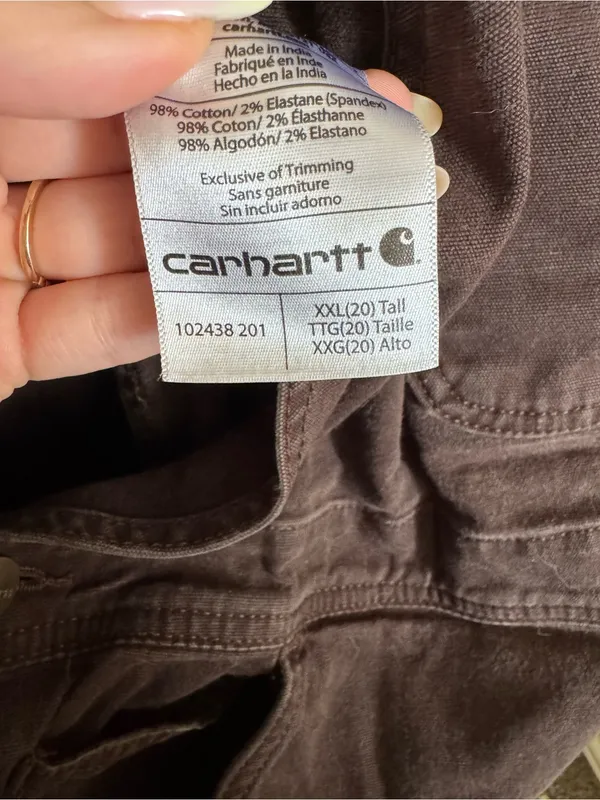 Y2K Carhartt Double Knee‎ Ashland Dark Brown Bib Overalls ~ Size XXL Tall - Image 4