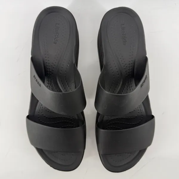 Crocs Brooklyn Mid Wedge Sandal Flip Flop Black Women 10 Summer Beach Vacation - Image 4