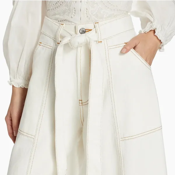 Farm Rio Belted Wide-Leg Twill Pants M - Image 8