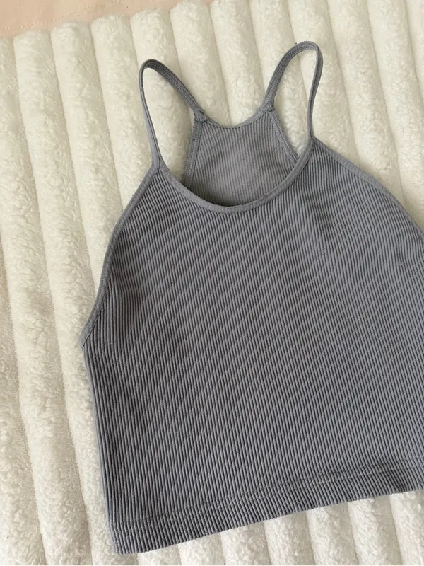 Free People Ribbed Gray Cropped Tank - Image 2