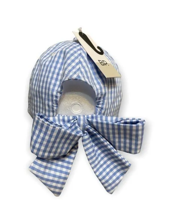 BP GINGHAM BOW CAP IN Baby BlueWHITE NWT NORDSTROM One Size - Image 10