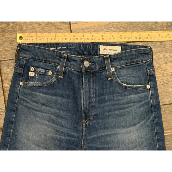 AG‎ Adriano Goldschmied Farrah Boot Crop High Rise Distressed Fray Jeans Size 27 - Image 7