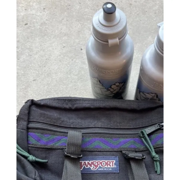 Vintage 90s Jansport Fanny Pack Purple Waist Hiking Belt Bag + 2 Bottle Holders - Image 12