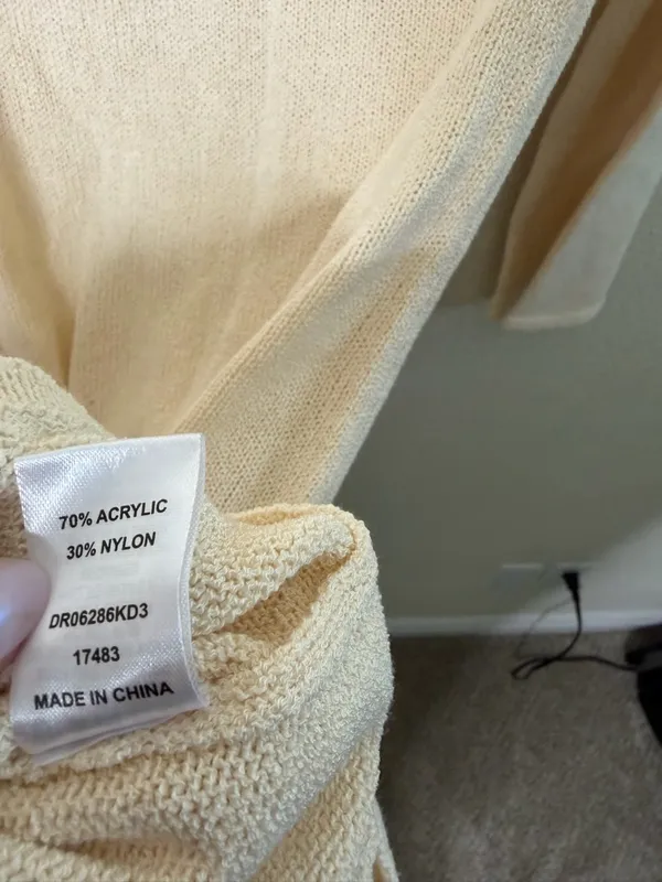 NWT‎ Meshki Camryn Off Shoulder Tie Knit Mini Dress Cream Marle Women’s Size L - Image 10
