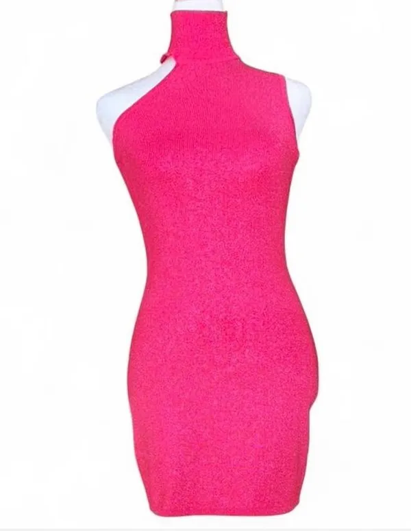 Revolve Luz Metallic superdown Pink One-Shoulder Glitter Mini Dress - Image 2