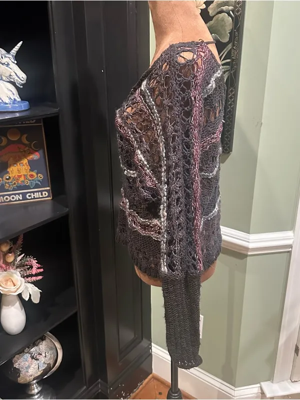 Free People Boho Mixed‑Material Woven Knit Sweater – Size Medium - Image 8