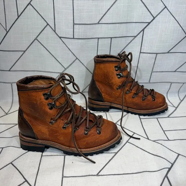 Freebird Hiker Boots‎ Size 7 Tan Distressed Leather Lace Up Lug Sole L98985 - Image 2