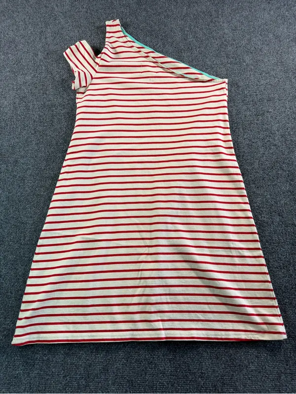 Maeve Anthropologie Dress Small One Shoulder Stripe Red White Summer Party Boat - Image 4
