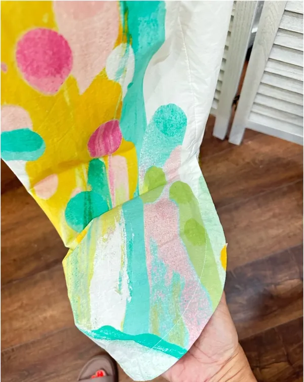 Maeve Sleeveless White Button-Front Dress with Multicolor Watercolor Print size Large - Image 6