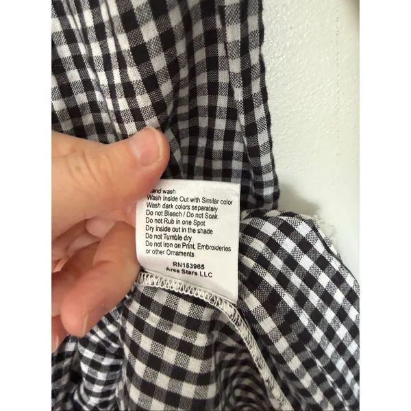 Area Stars Women’s Small Whimsigoth Black White Gingham Prairie Dress Cottagecor - Image 4