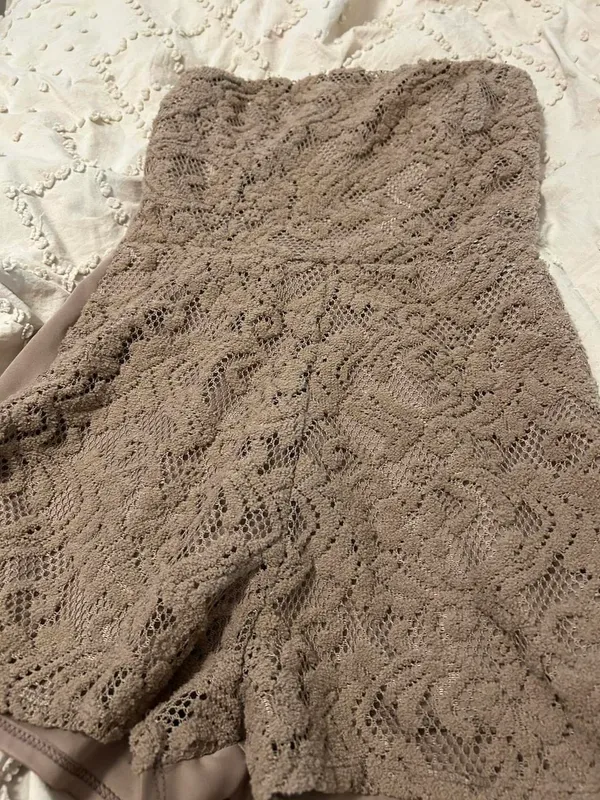 Tan strapless romper - Image 2
