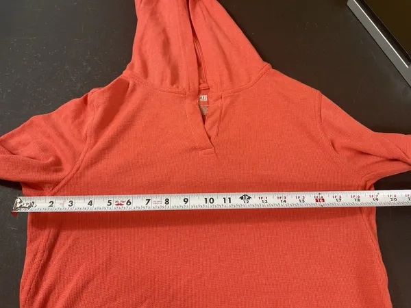 Duluth Trading Orange Waffle Knit Thermal Hoodie Long Sleeve Pullover Women’s M - Image 7