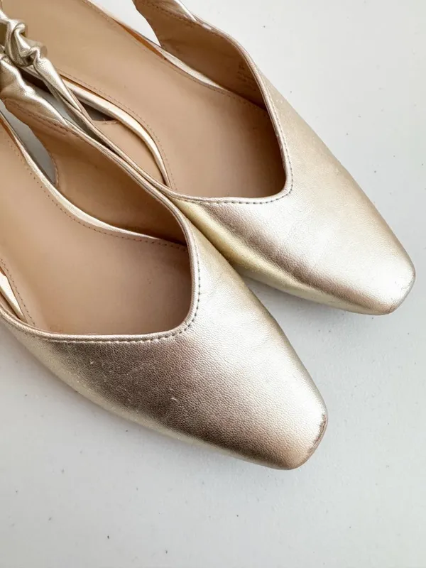 Sam Edelman Omina Slingback Ballet Flats Size 6 Gold Metallic Boho Classic Chic - Image 3