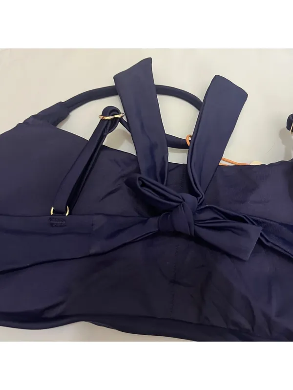 New Quince Italian Scoop Neck Bikini Top Deep Navy Small - Image 2