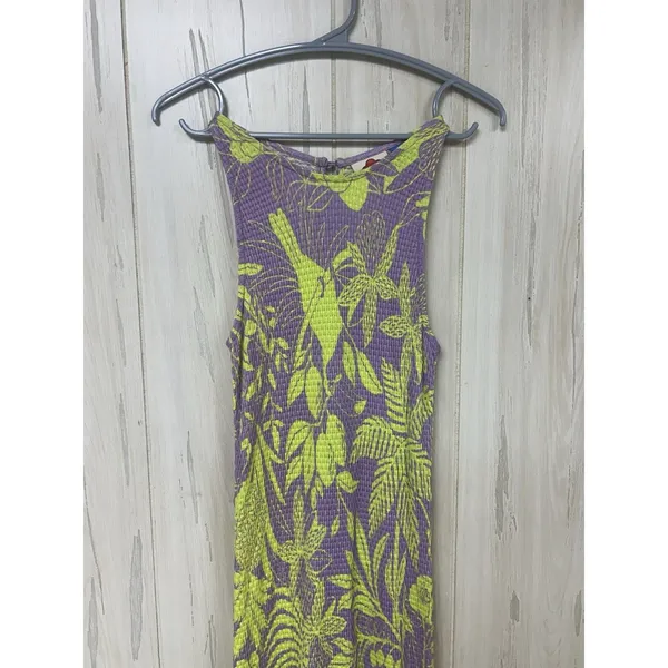 HTF Anthropologie x FARM Rio Knit Midi Dress Size Small Purple Motif - Image 3