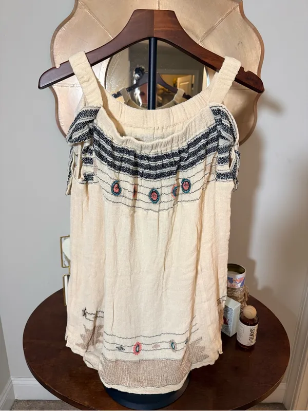Free People New Romantics Sunburst OTS Mini Dress Embroidered Festival Y2K Gauze - Image 6