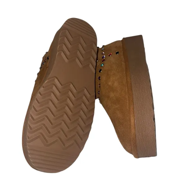 Steve Madden NEW Comfy Chestnut Brown Faux Fur Lined Suede Rhinestones Slip On Boot 10 - Image 12
