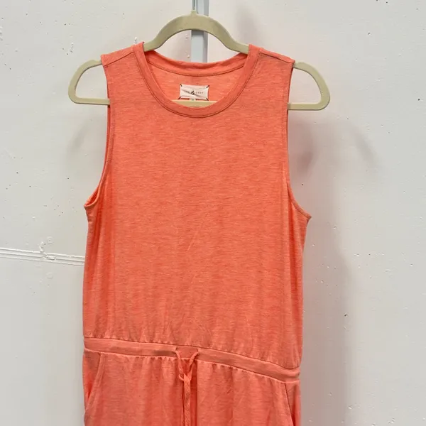 Lou & Grey Coral Heather Knit Sleeveless Drawstring Waist Knee Length Dress Med - Image 3
