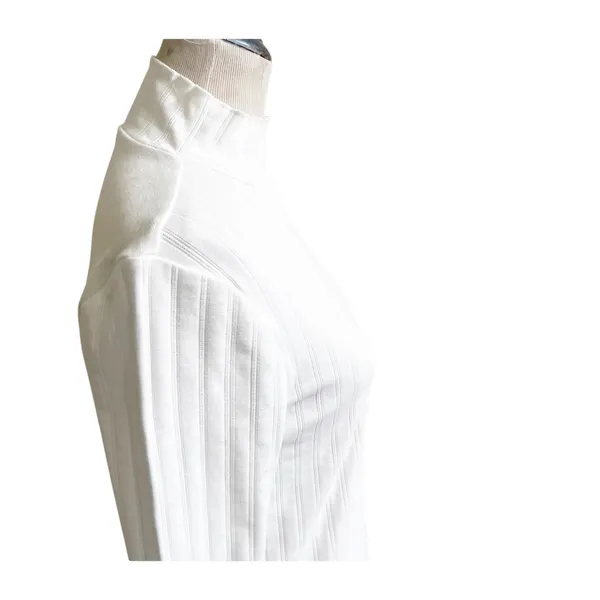 Tommy Hilfiger Top Women's Medium White Ribbed Mock Neck Long Sleeve Preppy - Image 4