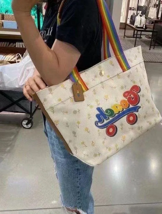Coach Tote With Rainbow Roller Skate Graphic c4099 - Image 5