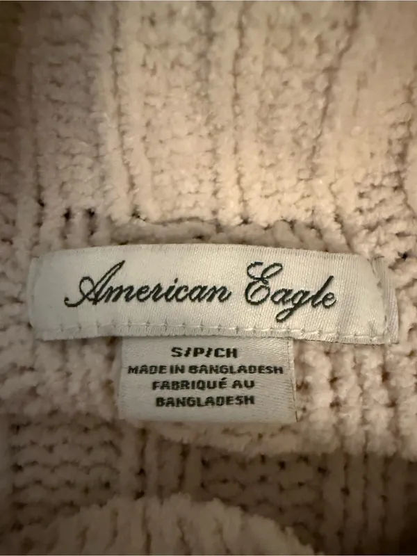 American Eagle‎ Knit Cream Ribbed Mockneck Sweater-S - Image 2