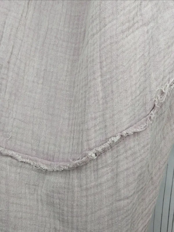 POL Mauve Button-Front Boho Slouchy Festival Top With Crochet Sleeves - Image 2