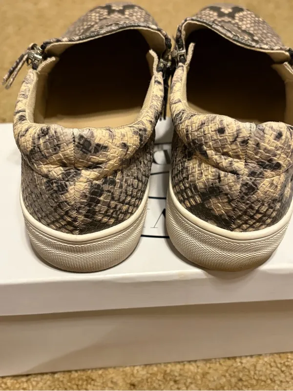 Steve Madden Jainna Snake-Print Slip-On Sneakers in Taupe - Image 4