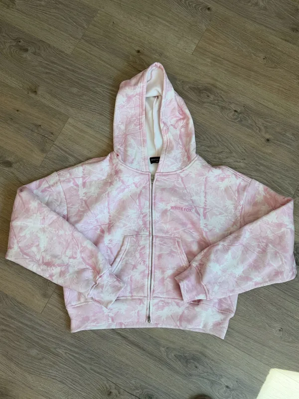 White Fox Boutique Pink Camo Cropped Hoodie - Image 2