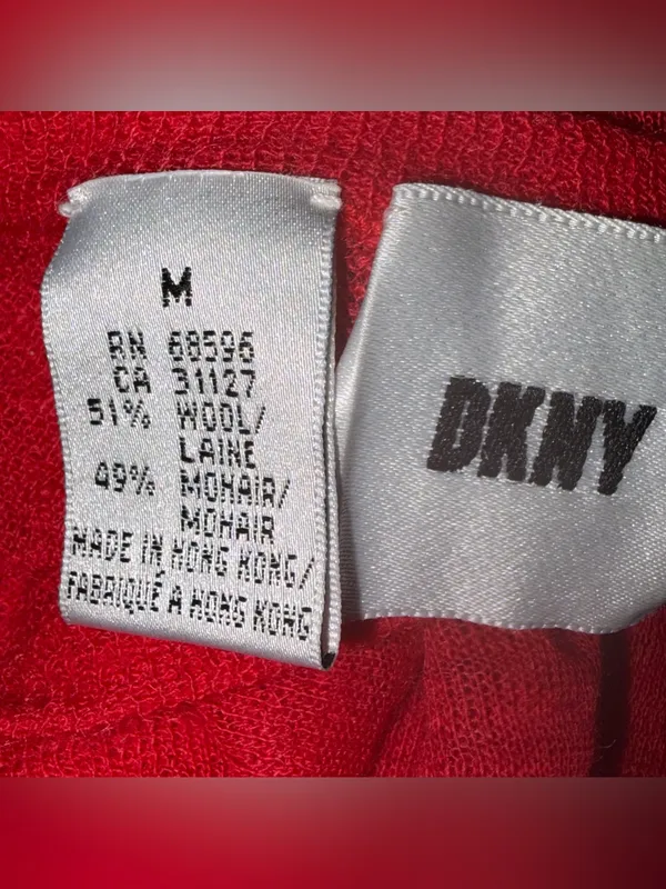 DKNY Vintage Red Wool Mohair Cardigan Sweater Sz M Made in Hong Kong - Image 9