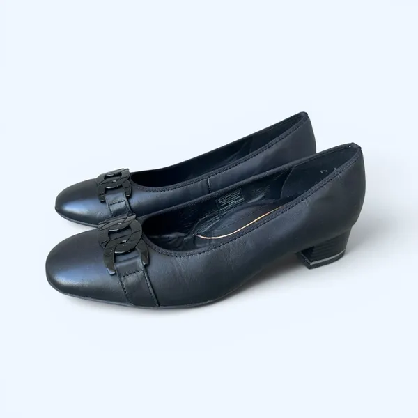 Ara Gallant High Soft Black Leather Pumps Low Heel Comfort Shoes Women’s 6.5 - Image 4