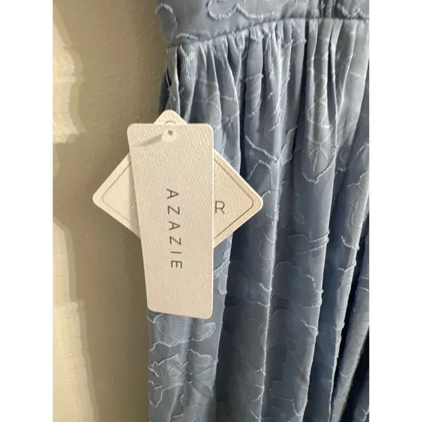 Azazie Denisse Powder Blue Corset Maxi Dress Size 6 New Autumn Wedding Dress - Image 6