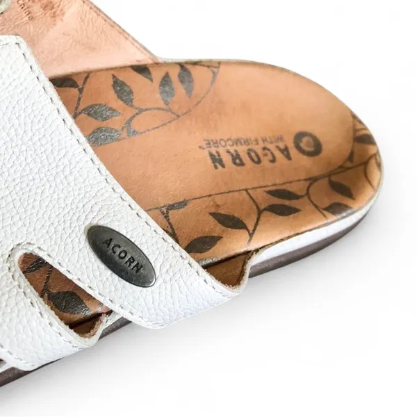 Acorn Women’s White Leather Toe-Post Slide Sandals 8 - Image 8