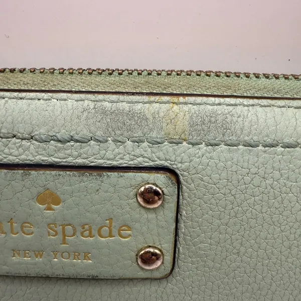 Kate Spade New York Light Green Leather Zip Around Ladies Wallet, Mint Color - Image 2